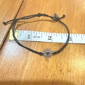 Pura Vida Spider Web Charm Bracelet Black Adjustable Cord Silver Tone Spooky